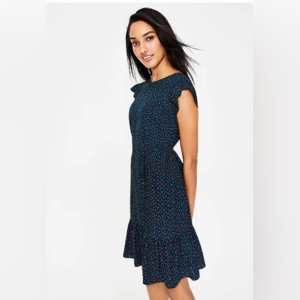 Like new Boden Cynthia micro cherry print flounce dress size 4R